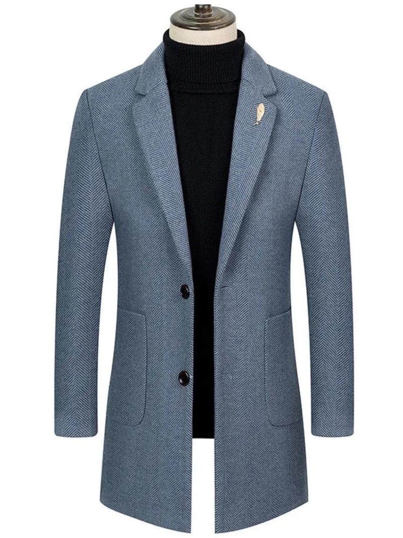 High-end Brand Boutique Ny Trench Coat Til Mænd Enkeltradet Slim Business Casual Suit Krave Uldjakke - Grå