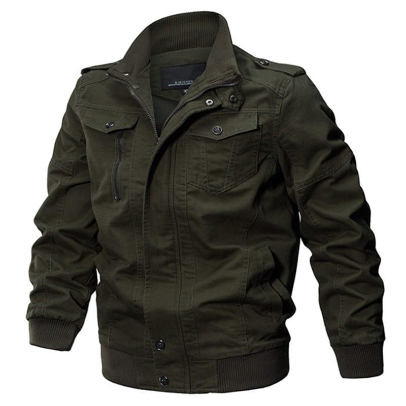 Jakke Mænd Vinter Military Army Pilot Bomber Jacket Tactical Casual Air Force Flight - Sort