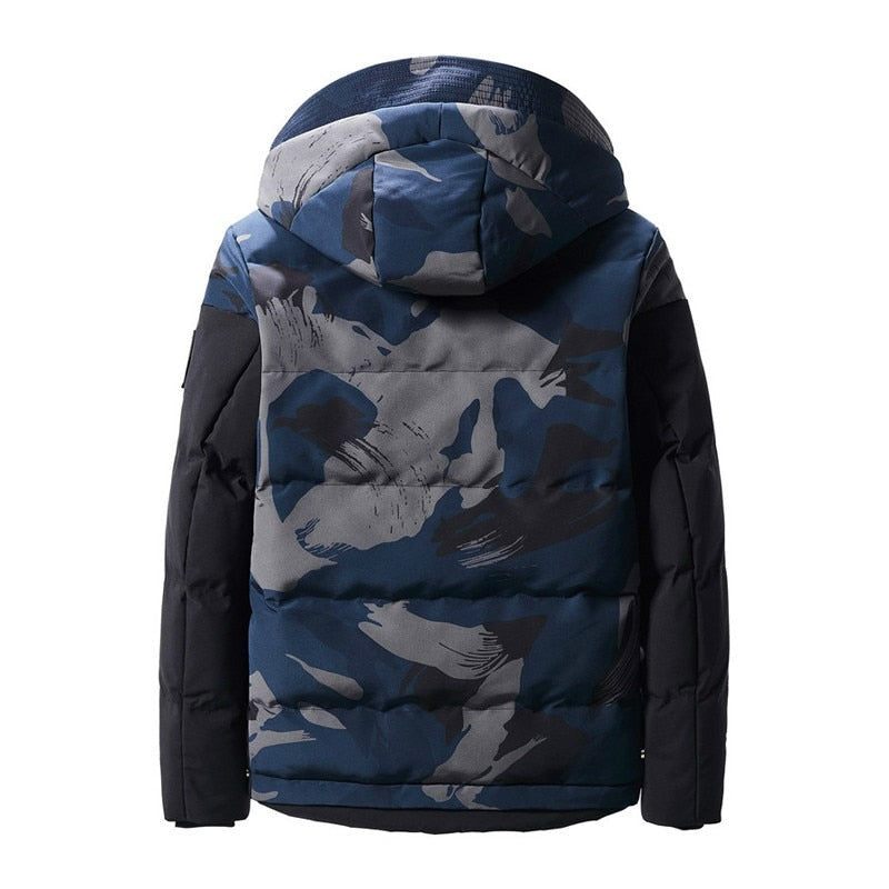 Mænd Frakker Vinterjakke Slank Militær Camouflage Outwear Varm Frakke Topbeklædning Casual - Blå