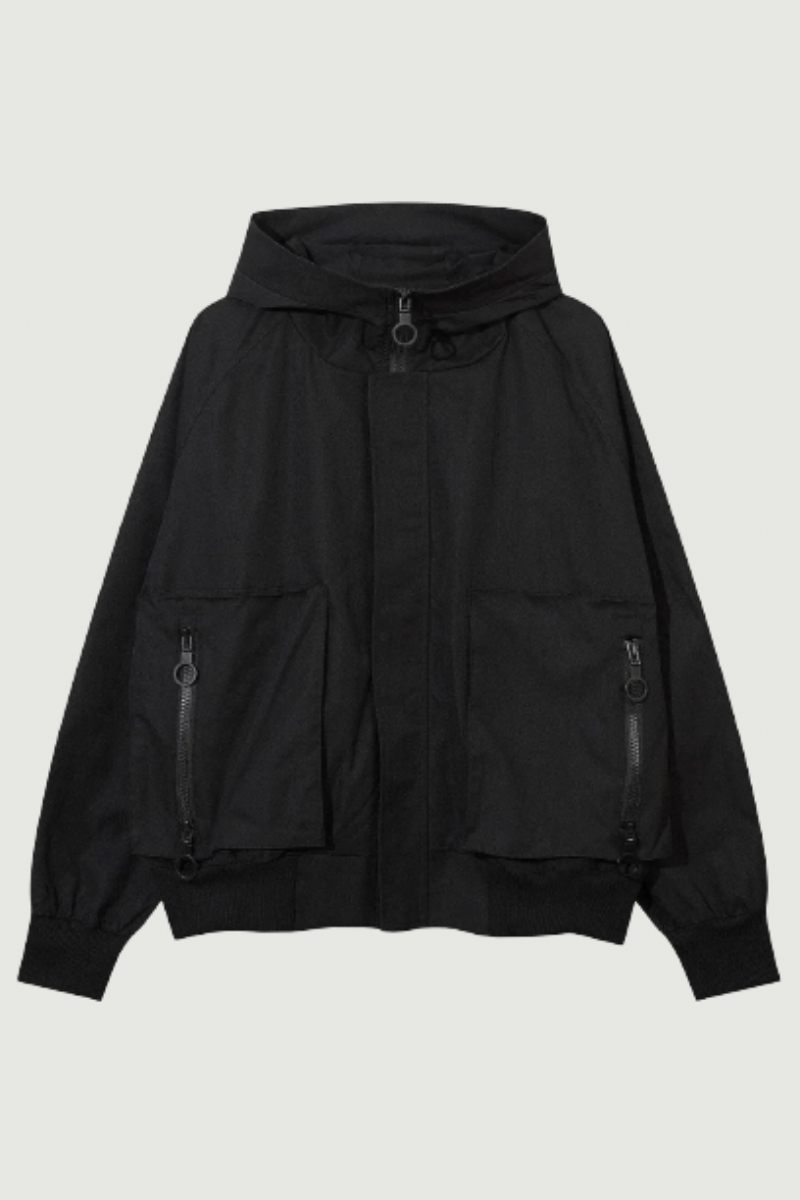 Mænd Hip Hop Streetwear Løse Hættetrøjer Fleecejakke Big Pocket Zip Up Rullekravejakke