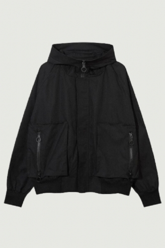 Mænd Hip Hop Streetwear Løse Hættetrøjer Fleecejakke Big Pocket Zip Up Rullekravejakke