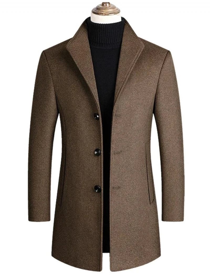 Mænd Vinterjakker Uldblandinger Cashmere Trench Coats Mandlige Business Casual Frakker - Kamel