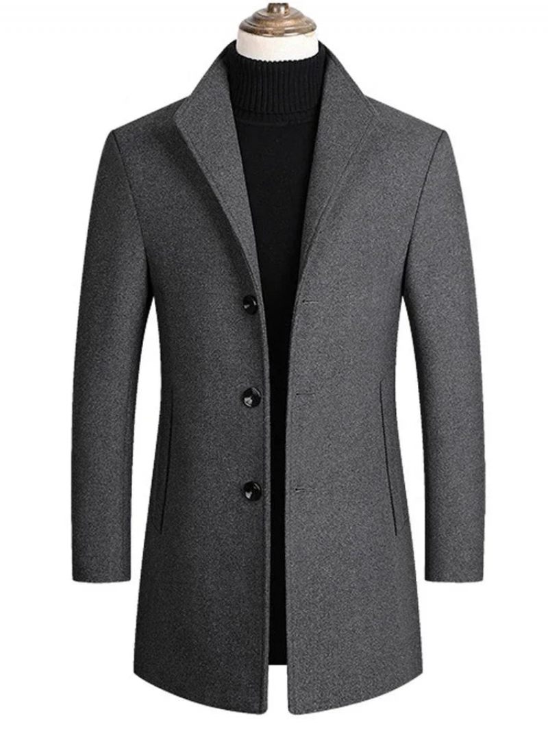 Mænd Vinterjakker Uldblandinger Cashmere Trench Coats Mandlige Business Casual Frakker - Kamel