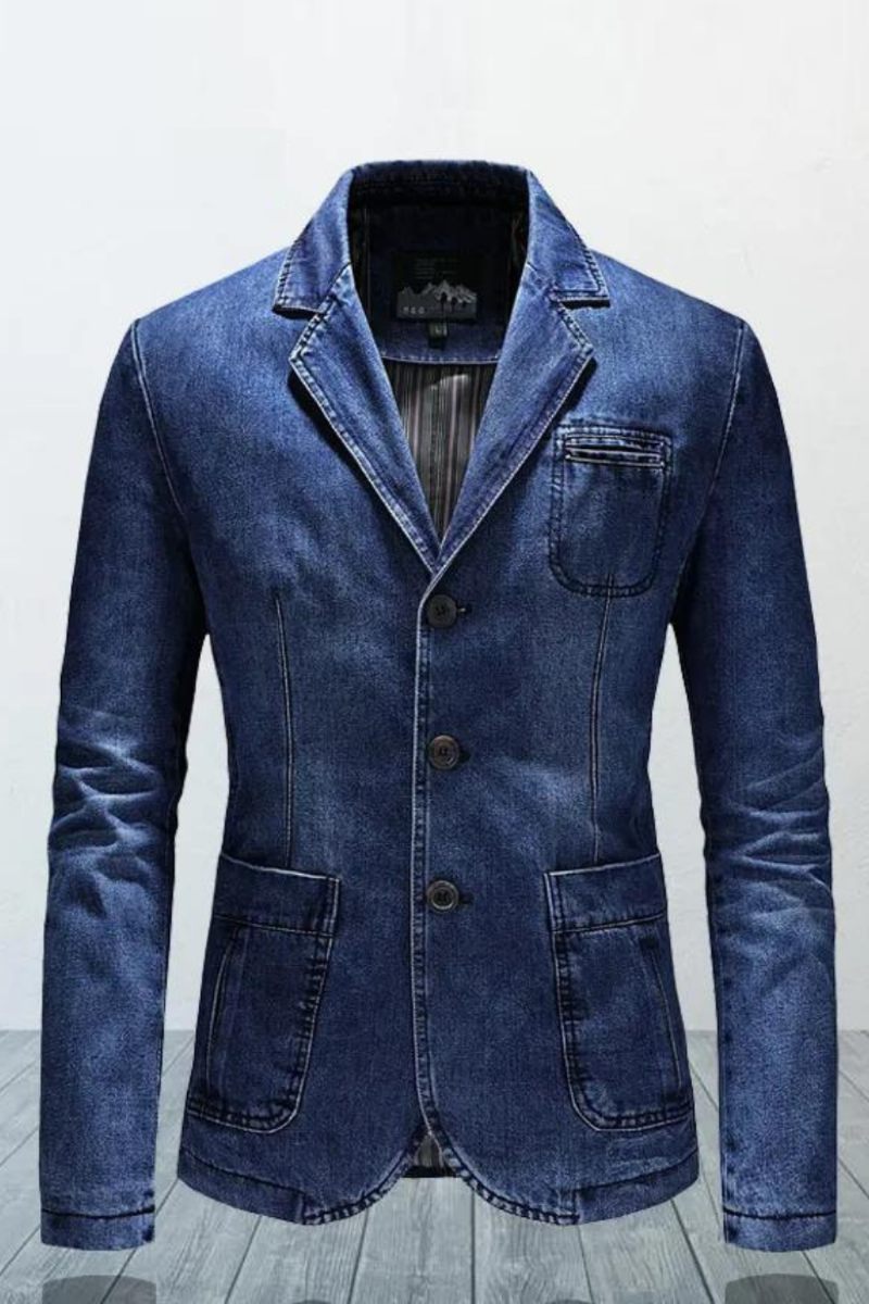 Mænds Denimblazere Herrefrakke Oversized Forår Efterår Casual Blazer Mænd Tøj Overtøj Jakke