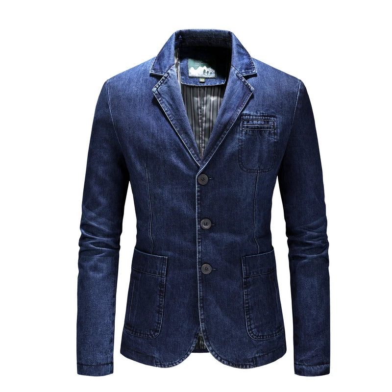 Mænds Denimblazere Herrefrakke Oversized Forår Efterår Casual Blazer Mænd Tøj Overtøj Jakke - Blå