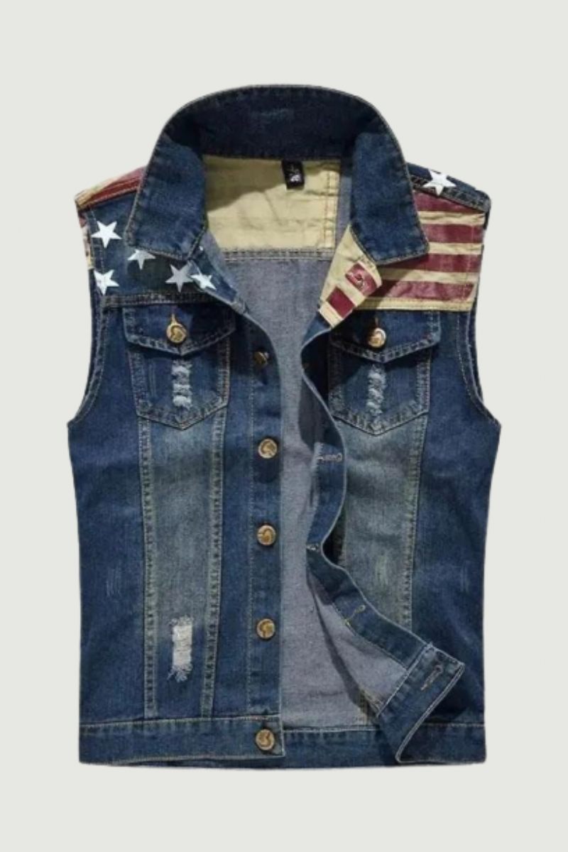 Mænds Denimvest Til Mænd Ærmeløs Jakke Frakke Retro Streetwear Casual Vest