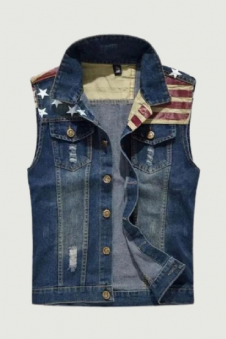 Mænds Denimvest Til Mænd Ærmeløs Jakke Frakke Retro Streetwear Casual Vest