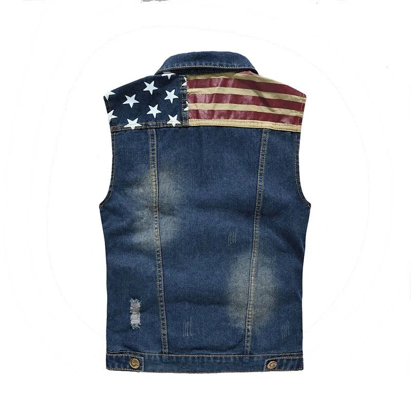 Mænds Denimvest Til Mænd Ærmeløs Jakke Frakke Retro Streetwear Casual Vest - Blå