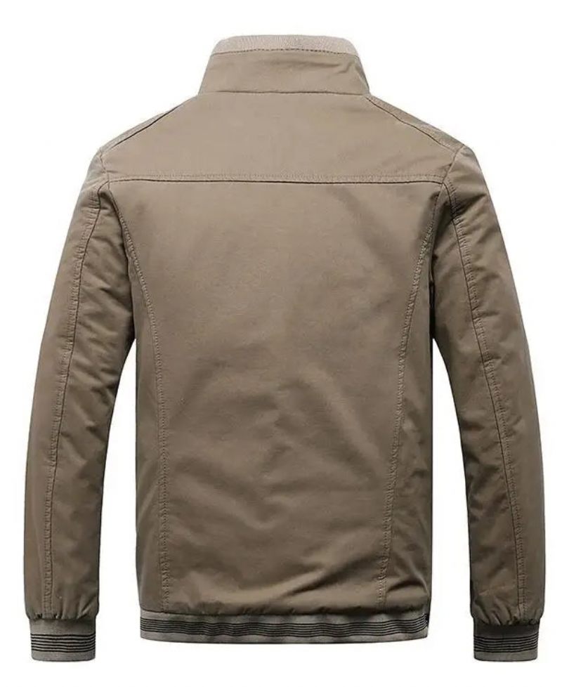 Mandlige Ydertøj Fleece Tykt Varm Afslappet Windbreaker Jakke Mænd Baseball Frakker Vinter Bomber Parkas - Beige