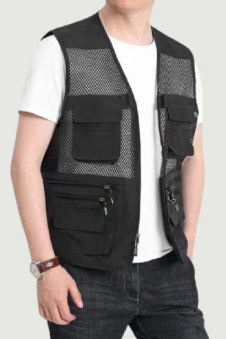 Sommer Tynd Mesh Vest Udendørs Jakker Ærmeløs Casual Tactical Work Wear Campingveste