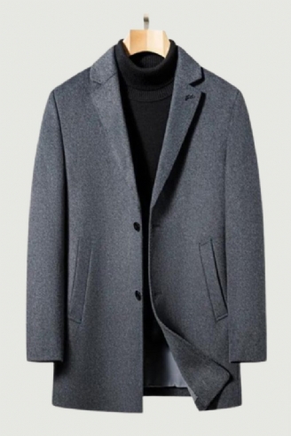 Uldfrakke Mænd Business Casual Trenchcoat Frakke Tyk