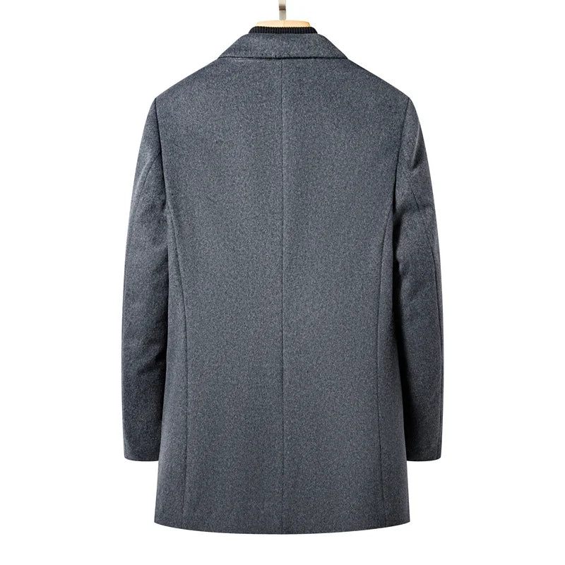 Uldfrakke Mænd Business Casual Trenchcoat Frakke Tyk - Grå