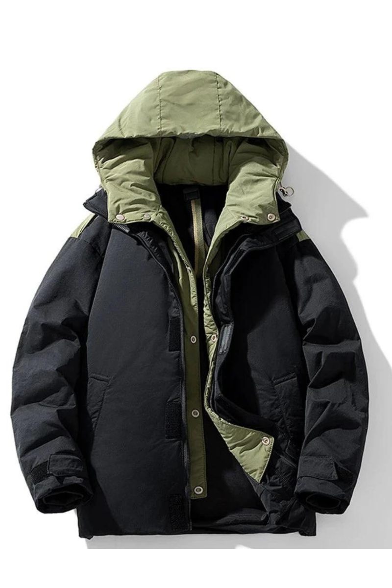 Vandtæt Dunjakke Herre Vinter Puffer Jakke Frakker Mand Hooded Down Coat Camping Jakker Sort