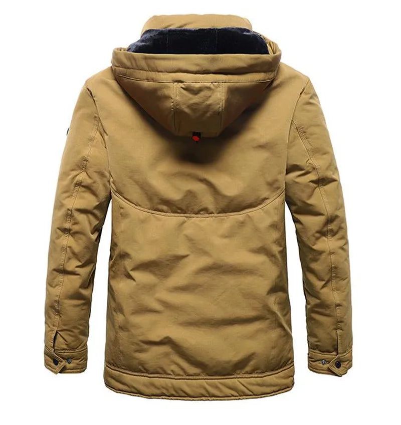 Vinter Mænds Tykkere Jakke Herre Casual Hooded Warm Windbreaker Parkas Frakker Mand - Sort