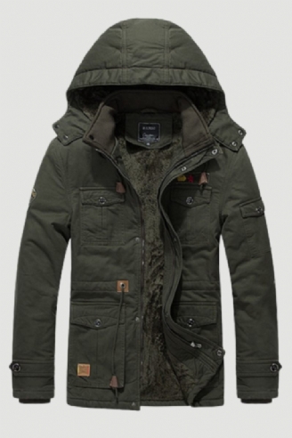 Vinter Militær Termisk Jakke Mænd Casual Tyk Varm Army Pilot Parkas Frakker Multi-pocket Ydertøj Fleece Hætte Bombefly Tøj