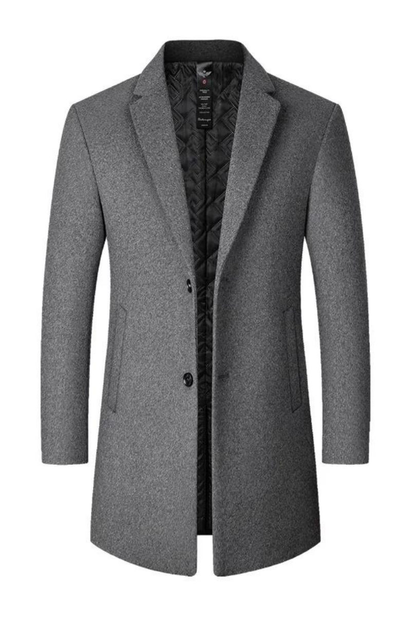 Vinteruld Mænd Tyk Frakkestativ Krave Mandlige Uld Blanding Outwear Jakke Smart Casual Trench