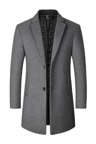 Vinteruld Mænd Tyk Frakkestativ Krave Mandlige Uld Blanding Outwear Jakke Smart Casual Trench