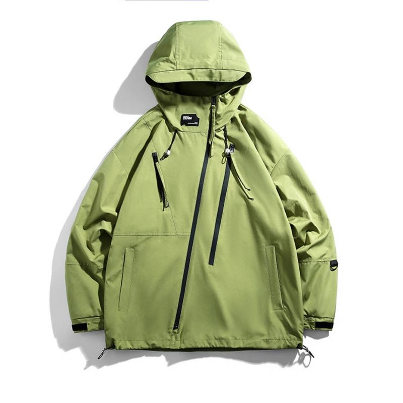 Windbreaker Jakke Herre Camping Frakker Casual Vandtætte Jakker Mand Solid Overtøj - Sort