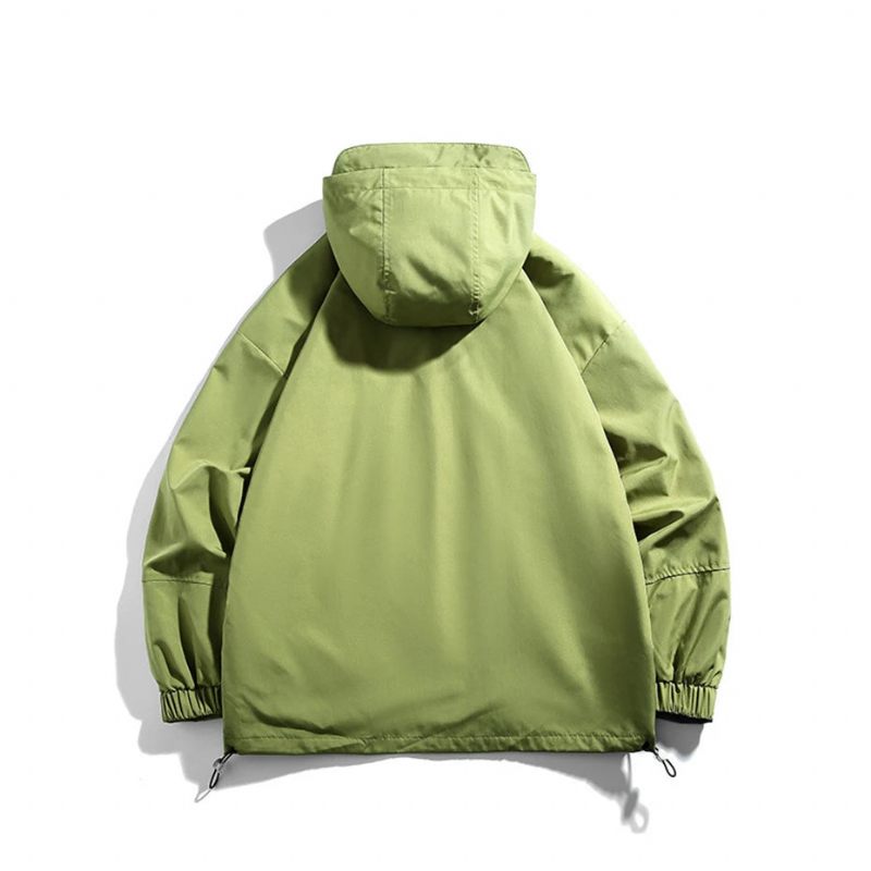 Windbreaker Jakke Herre Camping Frakker Casual Vandtætte Jakker Mand Solid Overtøj - Sort