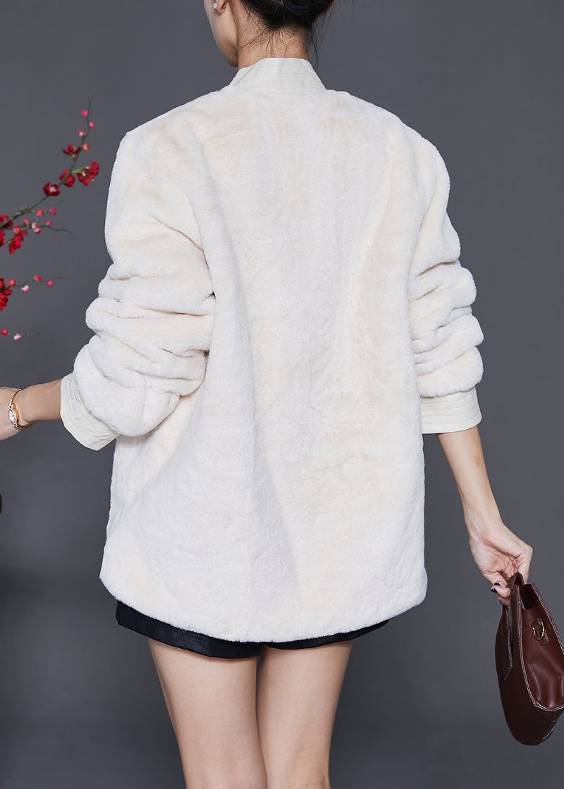 Art White Oversized Varm Fuzzy Fur Fluffy Coats Vinter - Dame vinterfrakker