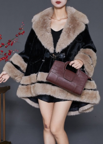 Bohemian Black Fur Krave Oversized Fuzzy Fur Fluffy Coat Vinter