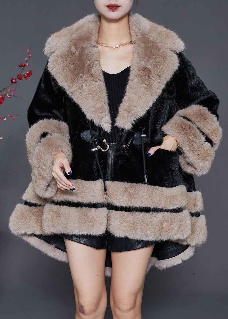 Bohemian Black Fur Krave Oversized Fuzzy Fur Fluffy Coat Vinter - Dame vinterfrakker