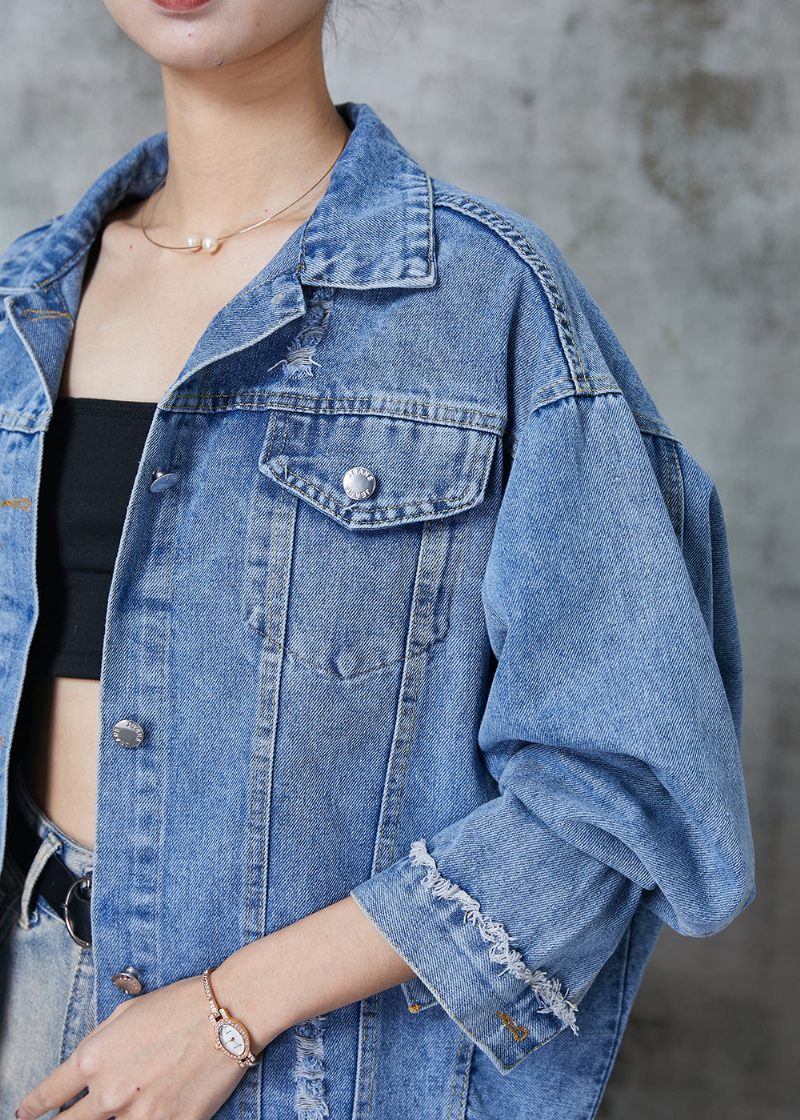 Boutique Blue Oversized 7 Rivet Denim Jakker Spring - Dame vinterfrakker