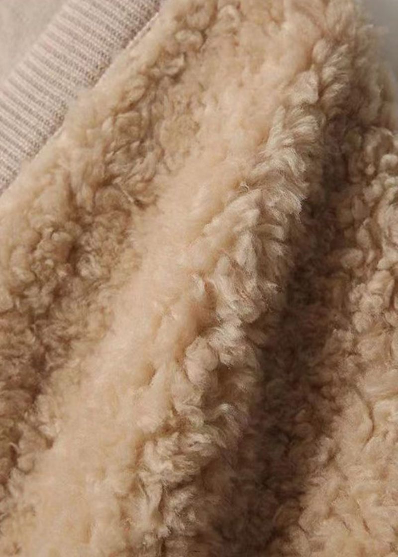 Boutique Camel V-halslommer Patchwork Uldjakke Vinter - Dame vinterfrakker