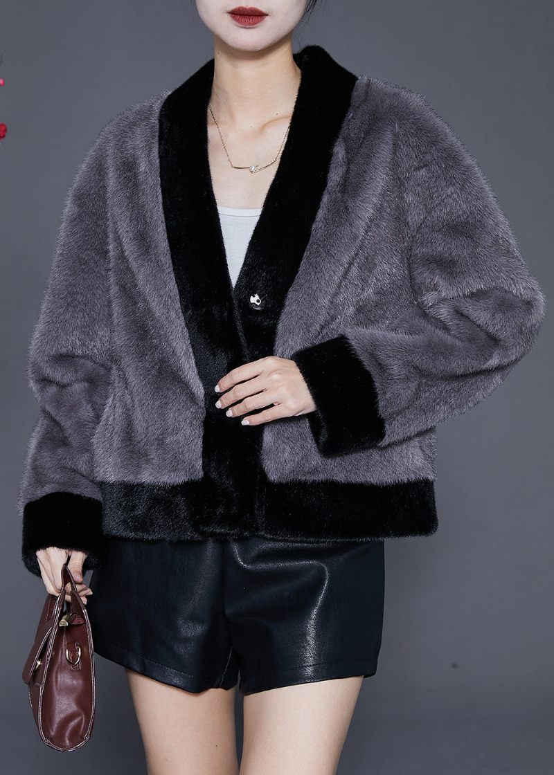 Boutique Grå Oversized Varm Fuzzy Fur Fluffy Coats Vinter - Dame vinterfrakker