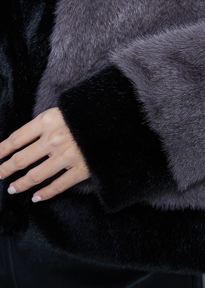 Boutique Grå Oversized Varm Fuzzy Fur Fluffy Coats Vinter - Dame vinterfrakker