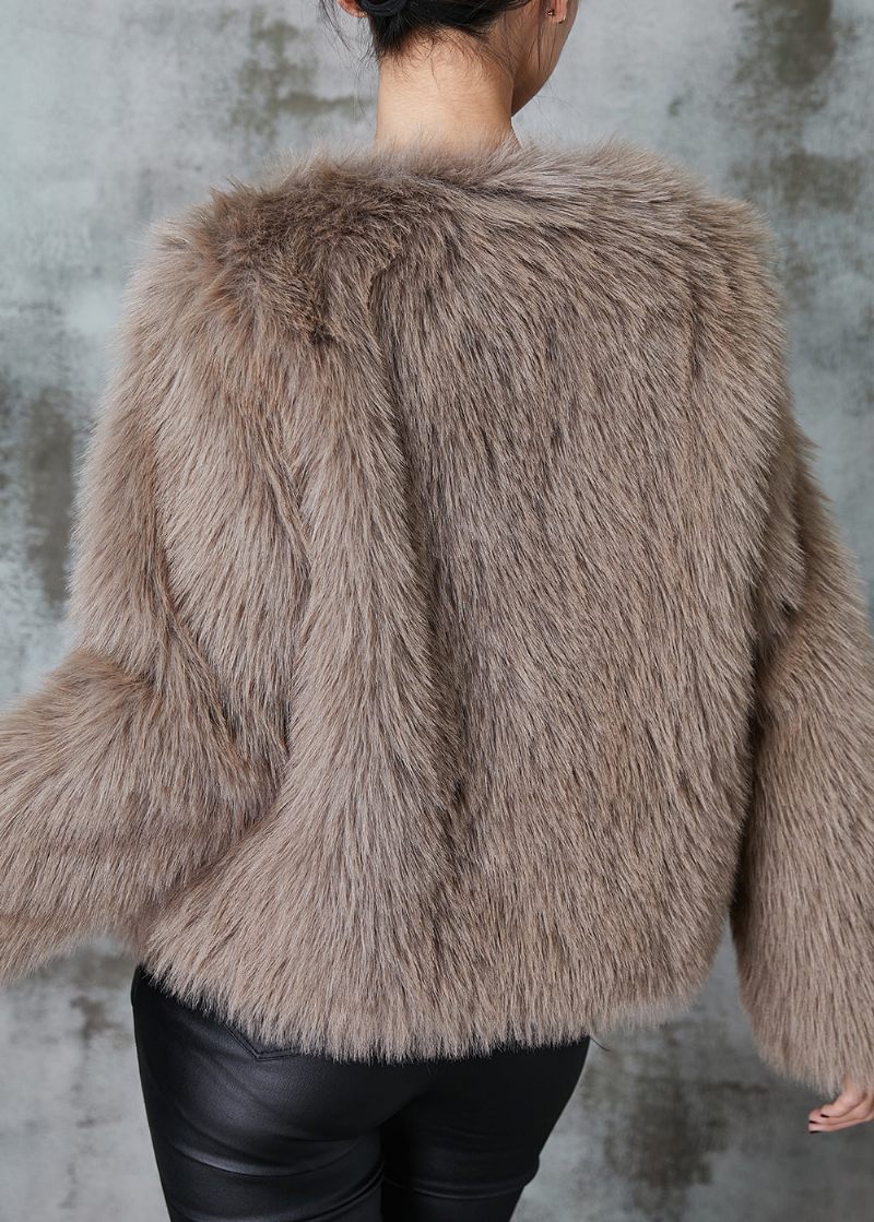 Boutique Khaki Patchwork Faux Fur Jakker Vinter - Dame vinterfrakker