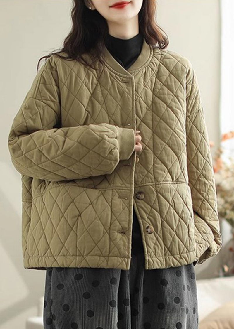 Casual Brun Oversized Varm Fin Bomuld Fyldt Frakker Vinter - Dame vinterfrakker