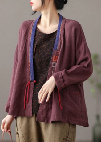 Chic Mulberry Broderet Patchwork Loose Coat Spring