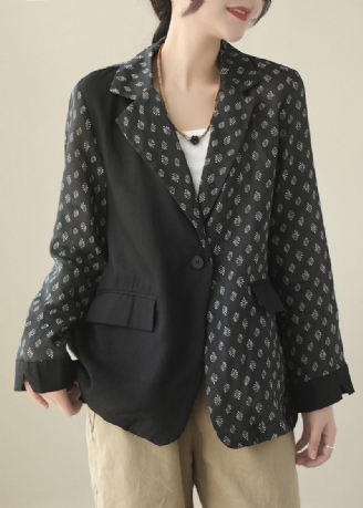 Chic Sort Patchwork Knap Ramie Coat Spring