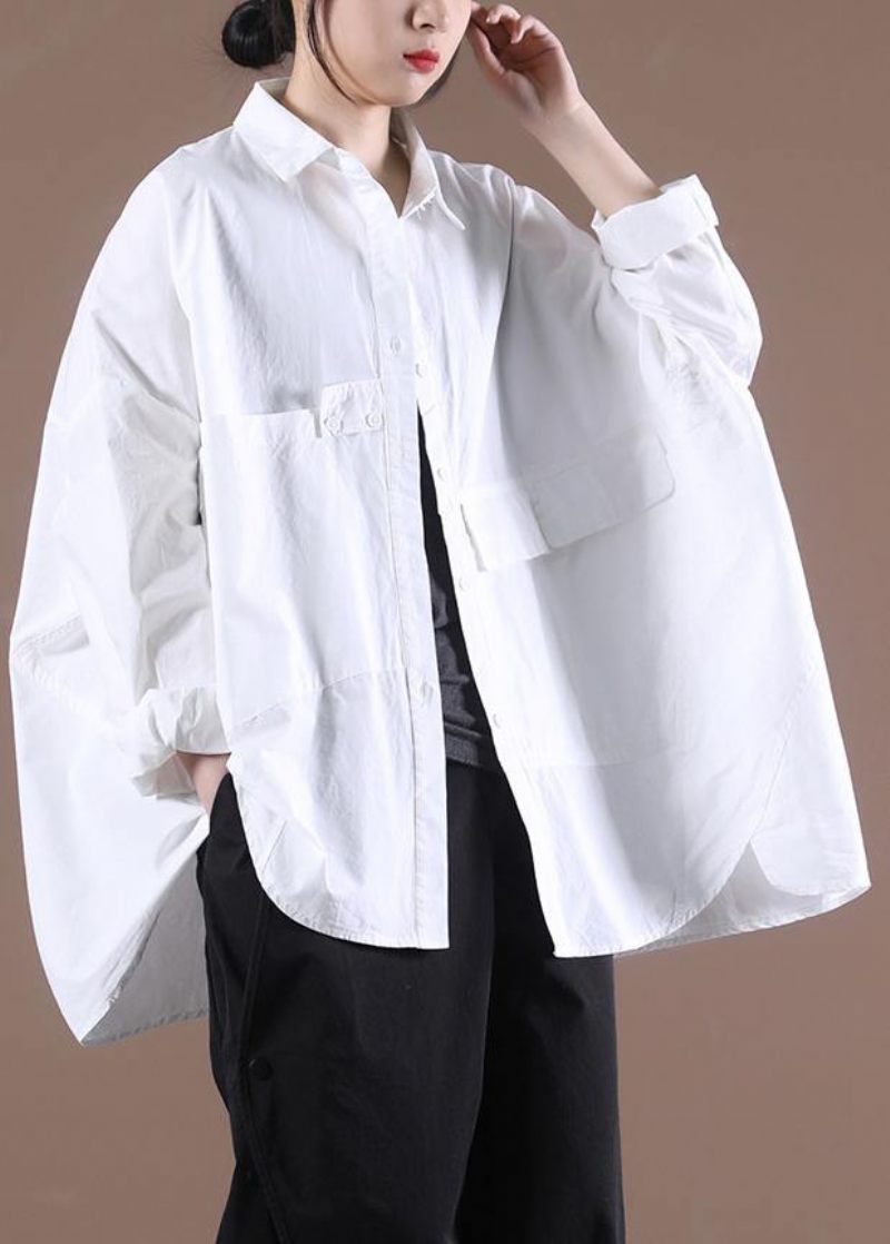 Diy White Spring Long Shirts Skjorte Toppe Langærmet - Hvid