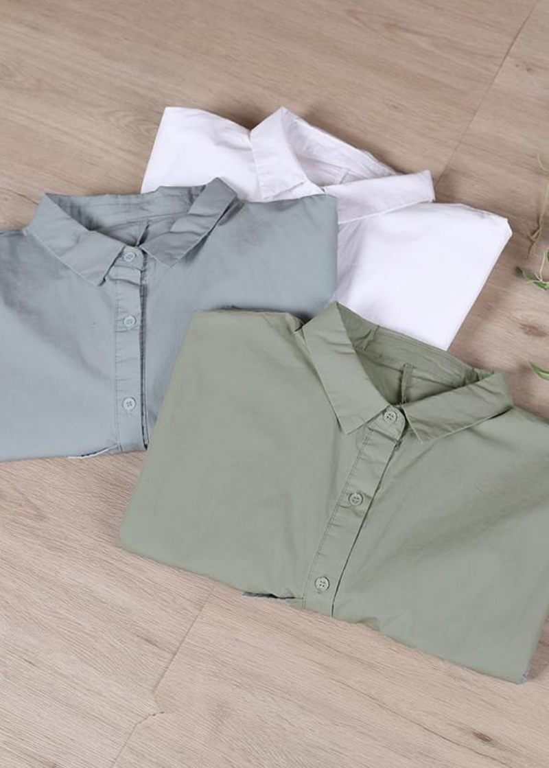 Diy White Spring Long Shirts Skjorte Toppe Langærmet - Hvid