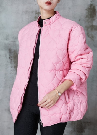 Enkel Pink Stand Krave Fin Bomuld Fyldt Parkas Spring