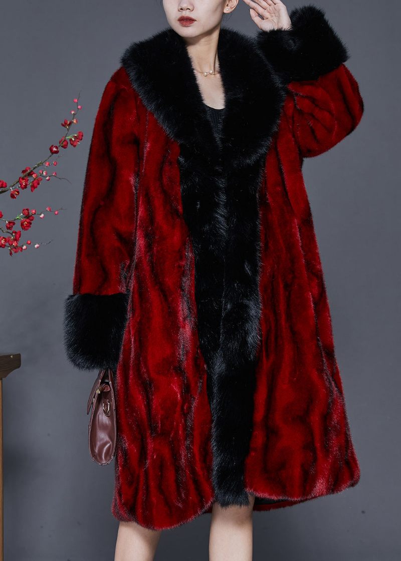 Fine Mulberry Oversized Stribede Faux Fur Coats Spring - Dame vinterfrakker