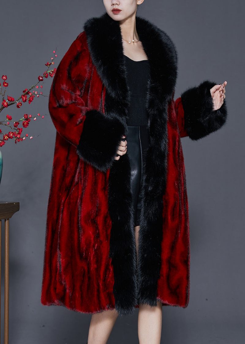 Fine Mulberry Oversized Stribede Faux Fur Coats Spring - Dame vinterfrakker