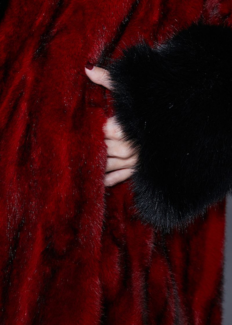 Fine Mulberry Oversized Stribede Faux Fur Coats Spring - Dame vinterfrakker