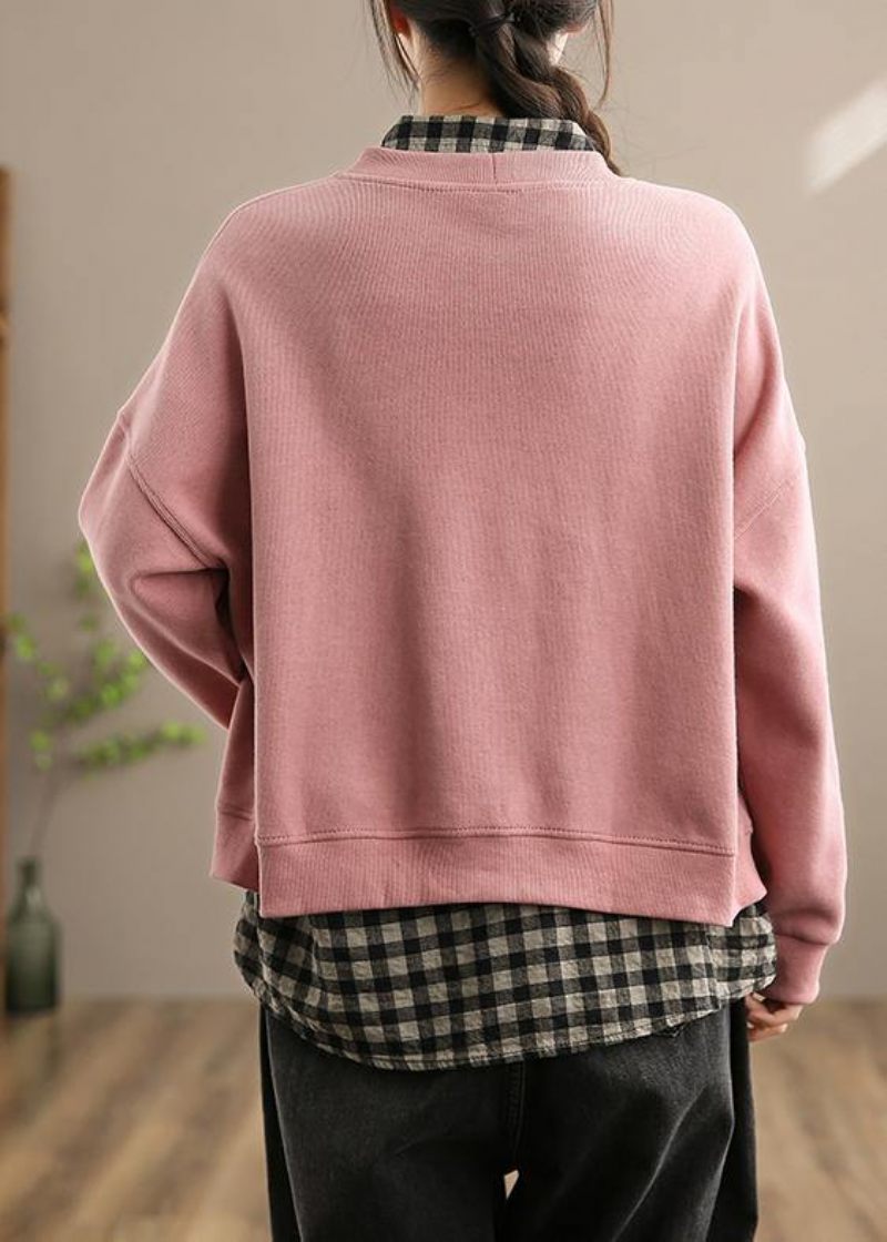 Fransk Pink Tøj Til Kvinder Form V-hals Button Down Spring Frakker - Pink