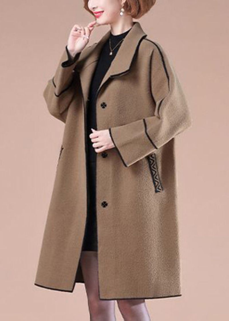 Kaffe Patchwork Uld Trench Coats Oversized Vinter - Dame vinterfrakker