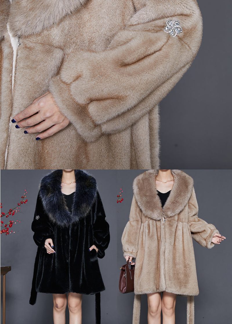 Kvinder Khaki Oversized Varm Fuzzy Fur Fluffy Coats Vinter - Dame vinterfrakker