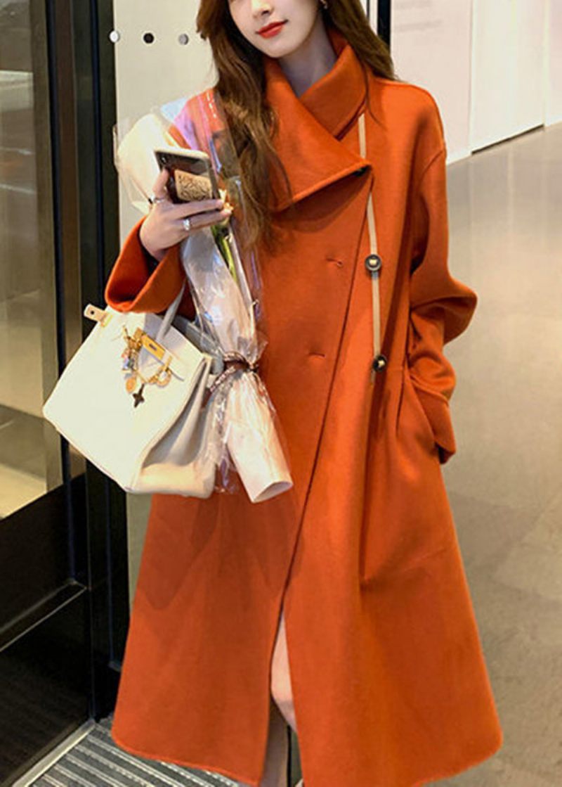 Kvinder Orange Asymmetrisk Tie Talje Ulden Trench Fall