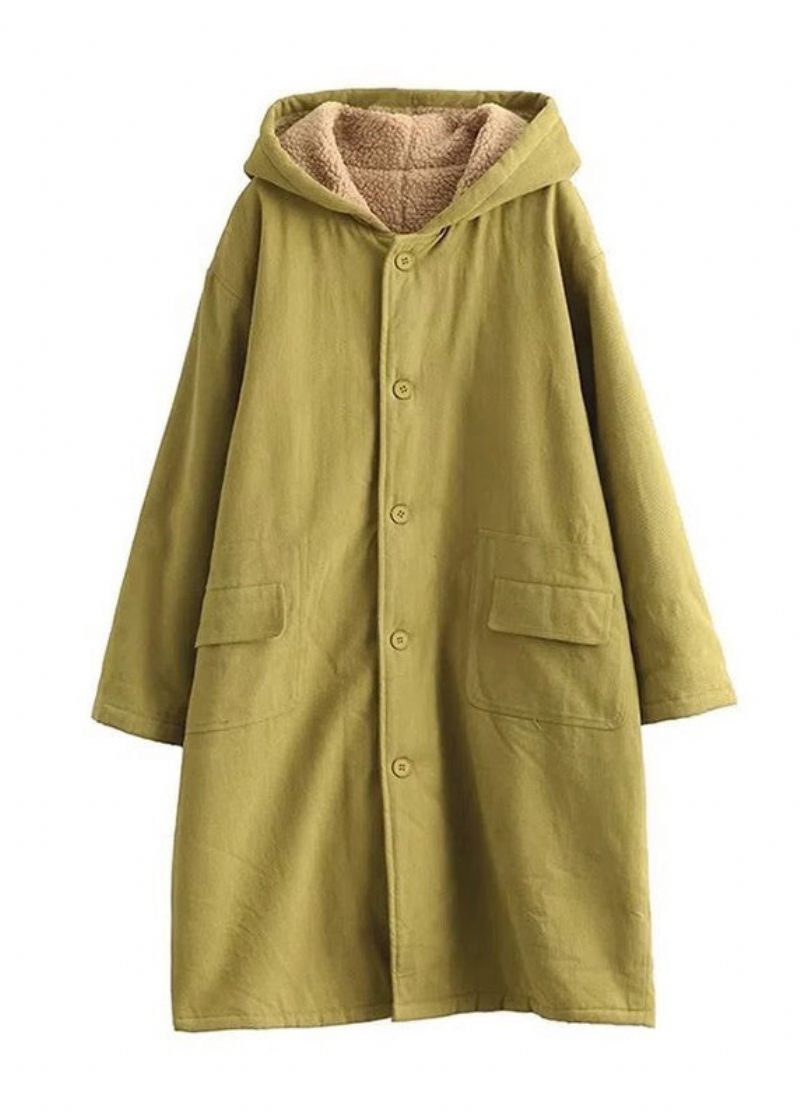 Mode Lysegrøn Oversized Fleece Uld Foret Frakke Outwear Vinter - Dame vinterfrakker