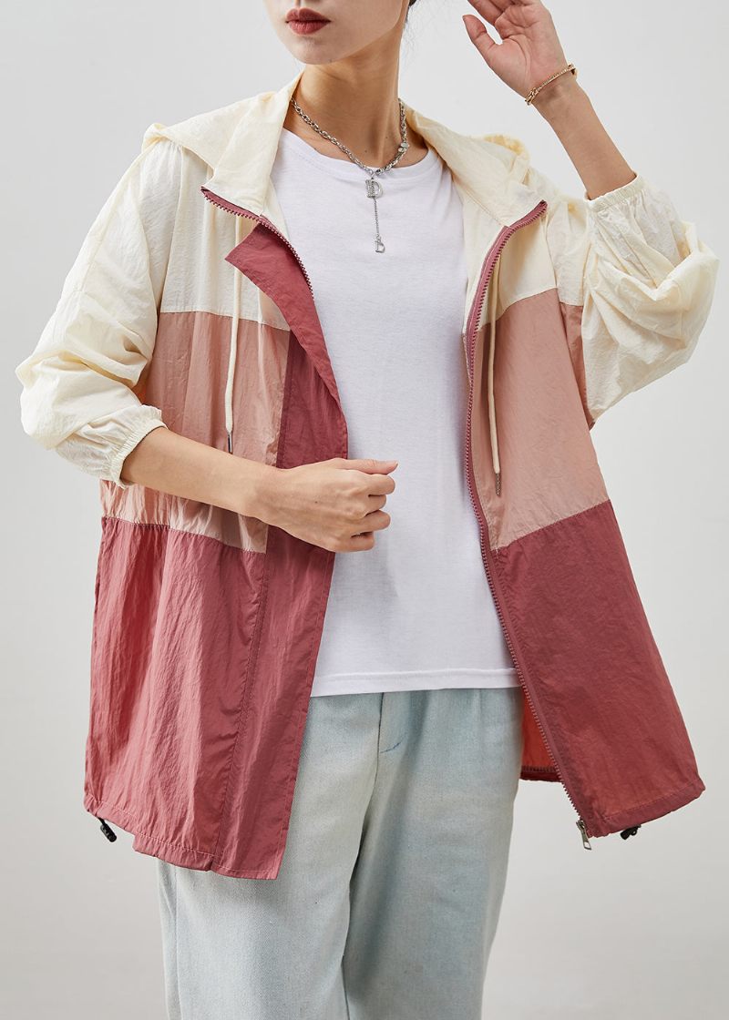 Moderne Colorblock Oversized Patchwork Snørefrakke Efterår