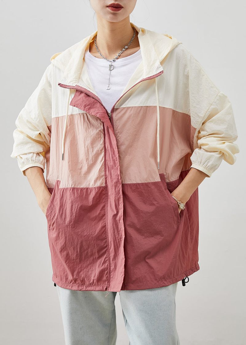 Moderne Colorblock Oversized Patchwork Snørefrakke Efterår - Dame vinterfrakker