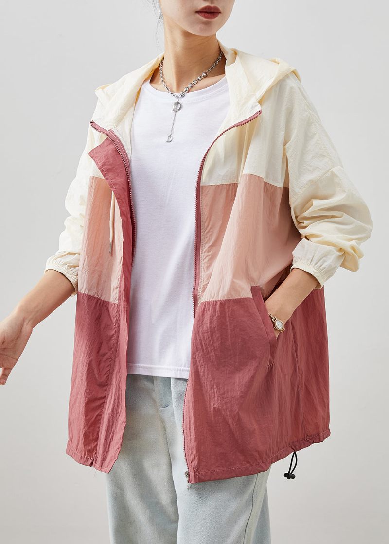 Moderne Colorblock Oversized Patchwork Snørefrakke Efterår - Dame vinterfrakker