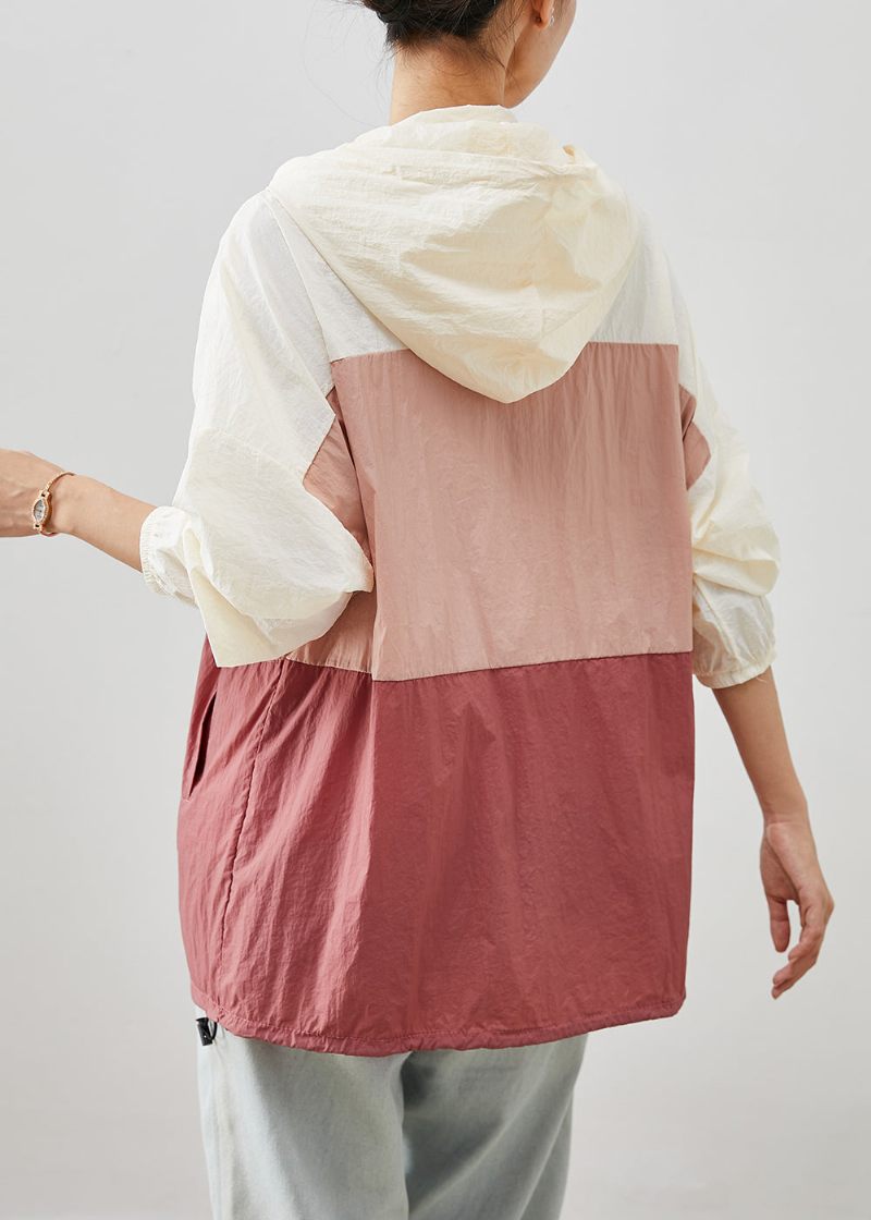 Moderne Colorblock Oversized Patchwork Snørefrakke Efterår - Dame vinterfrakker