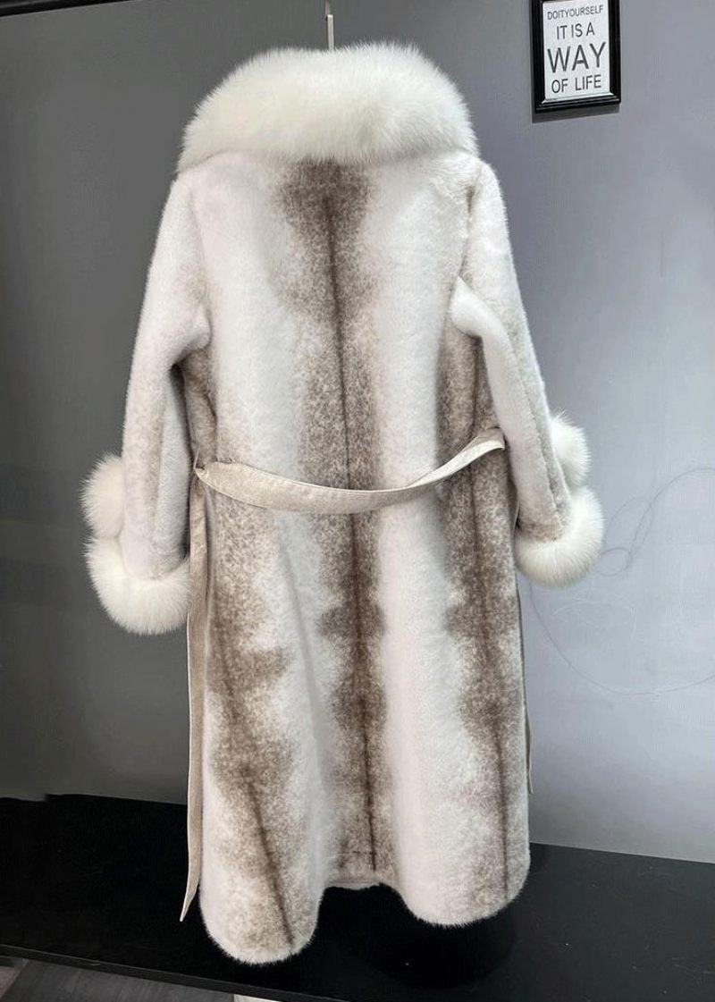 Plus Size Dull Purple Fox Krave Tie Talje Mink Velvet Trench Winter - Dame vinterfrakker